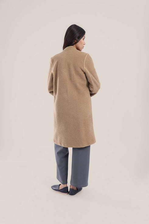 Short coat in furry wool blend